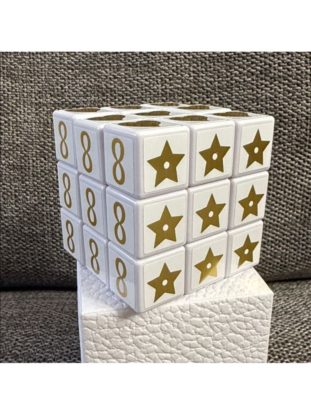 Dior White Rubik’s Cube Puzzle Plastic Gold Motifs New Authentic - Picture 8 of 17
